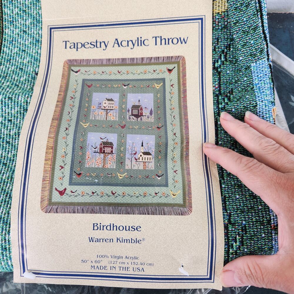 Warren Kimble "Birdhouse" 50" X 60" Classic Woven Throw Blanket Birds Floral